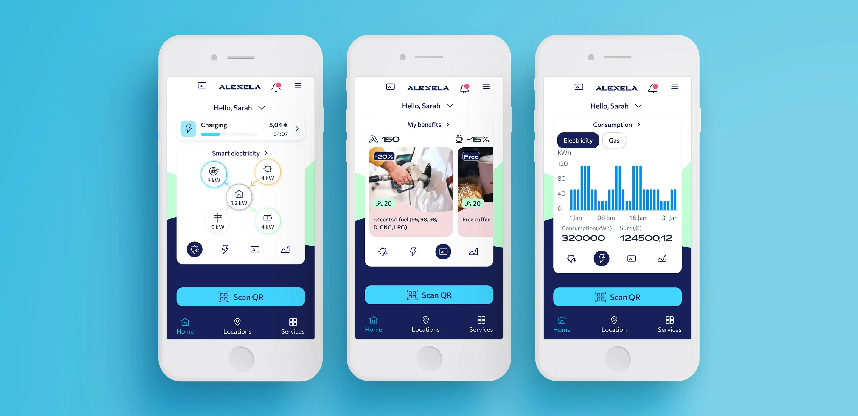 Alexela app design view with new campaigns and discounts